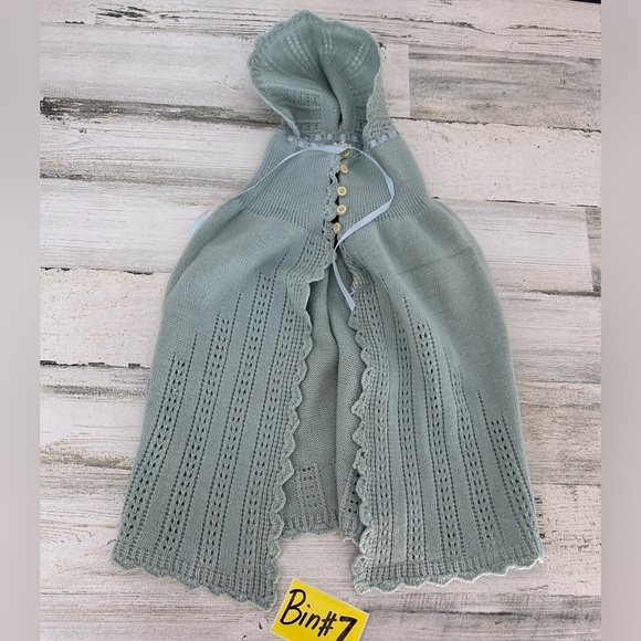 Other - Vintage Hand Made in England Knit Baby Cover Dress Buttons Teal